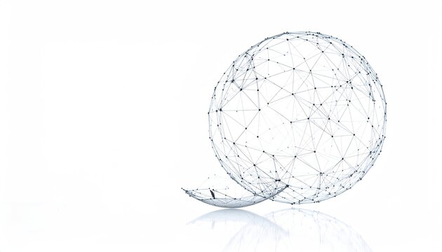 Abstract geodesic sphere with fragmented base against white background