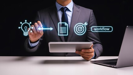 Business workflow automation and process management concept
