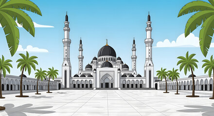 Naklejka premium Baiturrahman Grand Mosque Architecture and Minarets in Aceh, Ind