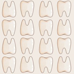 Hand Drawn Tooth Repeat Pattern for Kids and Dental Themes