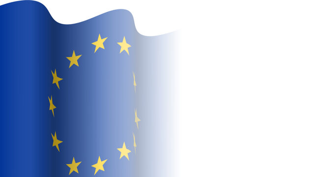 Vector waving Flag of the European Union.  Waving European, EU flag with empty, blank, copy space on transparent background. Design element for presentation, banner, advertisement, web. Place for text