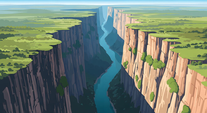Chiapas Sumidero Canyon aerial view with steep cliffs and windin