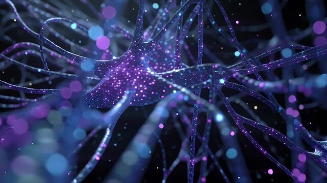 Abstract Neural Network Synapse Connection Digital Art.