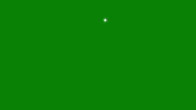 Dynamic Glitter Star Motion Graphics, White Sparkling Stars on Green Background. Twinkle star glitter sparkle, star sparkle vector doodles, glowing light effect, retro shine movement.4k Animation