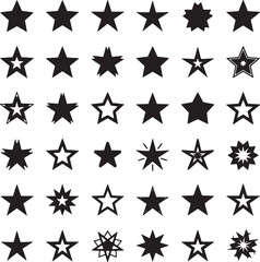 A Collection of Black and White Star Shapes with Various and Patterns also transparent background stars