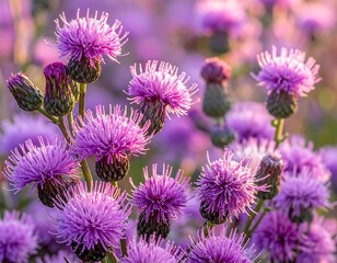 Thistle Flowers in Bloom - A Close-Up of Natures Beauty.