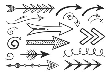 Hand drawn black arrow and doodle elements vector set