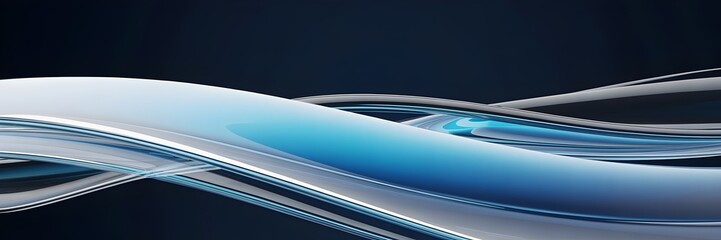 Dynamic Blue and Silver Flowing Waves Abstract Background