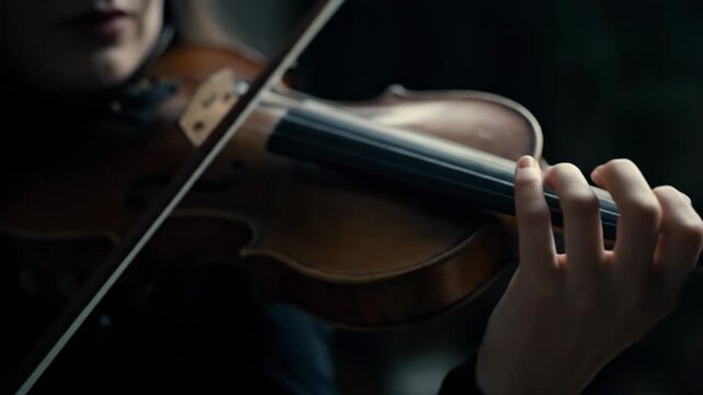 A musician playing the violin with focused intensity