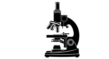 Silhouette of a microscope isolated on transparent background