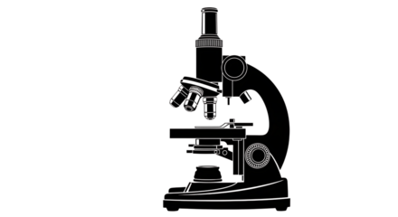 Silhouette of a microscope isolated on transparent background