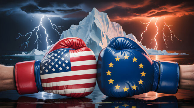 United states and europe global geopolitical boxing conflict