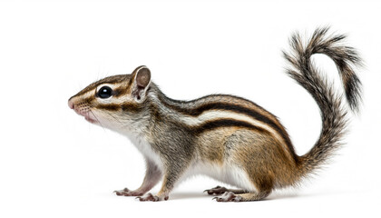 Obraz premium Chipmunk Isolated on White Background Cute Wildlife Rodent Animal