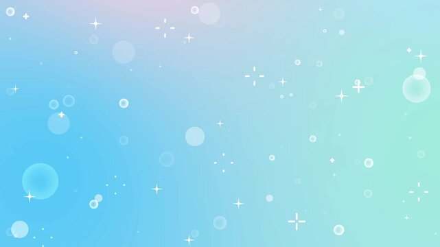 Animated moving blue gradient background with flashing bubbles and stars