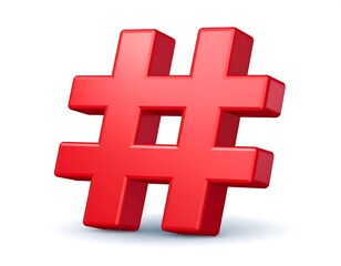 Obraz premium Red Hashtag Symbol - A Bold Statement in Digital Communication.