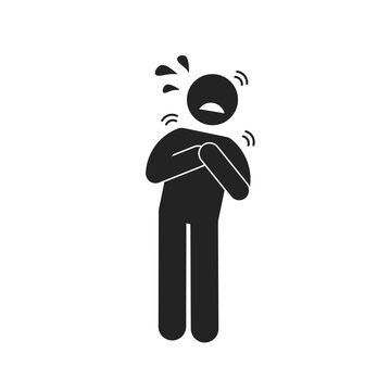 Heart attack icon showing a person with chest pain and distress. Vector illustration for cardiology, heart health awareness, and medical emergencies.