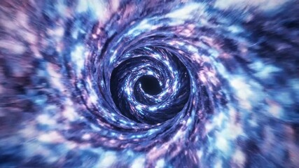 Vortex tunnel with swirling purple, blue, and pink hues in a mesmerizing spiral pattern. - Powered by Adobe