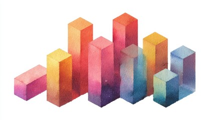 Obraz premium Economy macro trend analysis theme side view water color colored pastel flat design. 