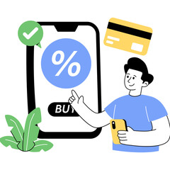 Trendy design illustration of card payment discount 