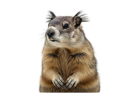 Happy groundhog day isolated on transparent background cute groundhog looking up