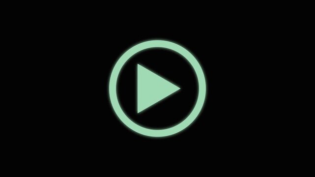 Green Play button icon animation on circle. Glowing Video play button icon concept.