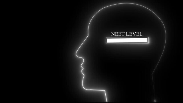 Glowing Human Silhouette with Neet Level Progress Bar Animated Digital Concept progress bar animation