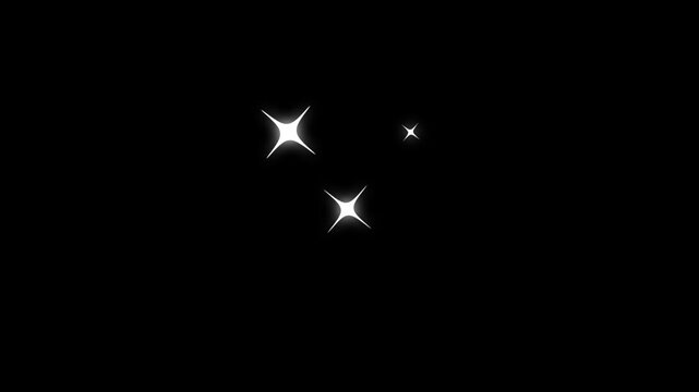 Dynamic Glitter Star Motion Graphics, White Sparkling Stars on black Background. Twinkle star glitter sparkle, star sparkle vector doodles, glowing light effect, retro shine movement.4k Animation