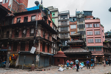 Fototapeta premium street view of kathmandu old town, nepal