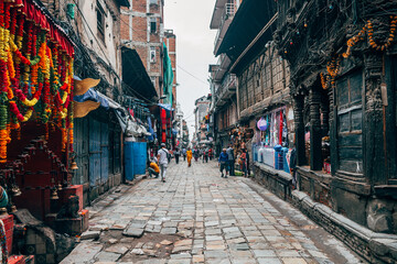 Fototapeta premium street view of kathmandu old town, nepal