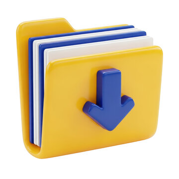 3d rendered folder with download icon