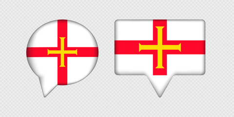 Obraz premium Flag of Guernsey in speech bubble.