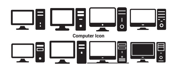 Desktop Computer Icons Isolated on White Background
