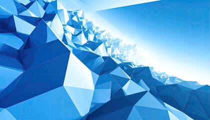 Abstract crystalline landscape with sharp geometric peaks under a bright sky
