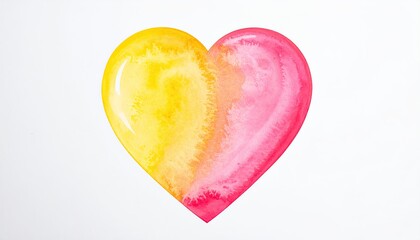 Vibrant heart, watercolor, gradient yellow to pink