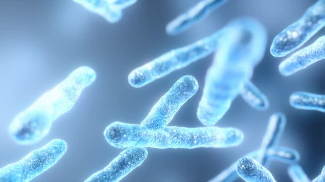 A video showcasing a microscopic view of bacteria under a microscope in a laboratory setting