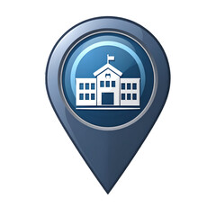 School Building Icon in Map Pin.
