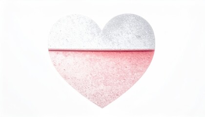 Heart-shaped flag with textured white top and red bottom