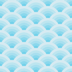 Seamless pattern of waves with gradient blue color
