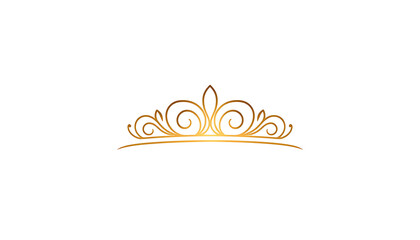 Golden tiara crown icon symbol transparent background © Mustakim