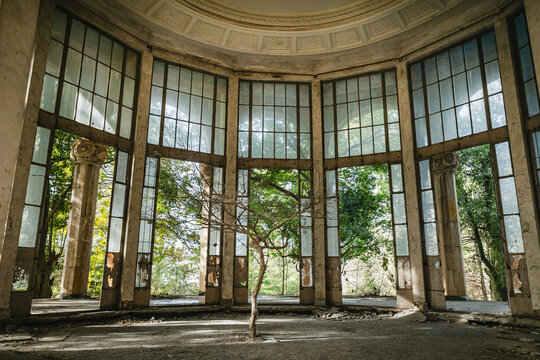 Abandoned rotunda of the Metallurg Sanatorium in Tskaltubo, Georgia
