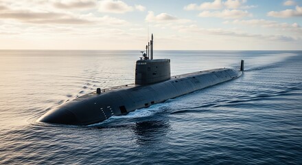 Submarine sailing on ocean water