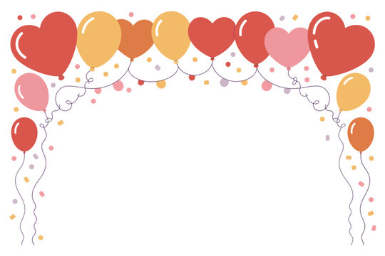Colorful heart-shaped balloon arch Vector, illustration