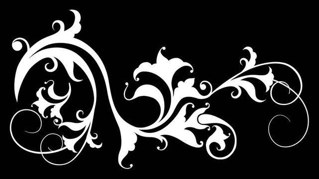 vector illustration of filigree floral design element on alpha background