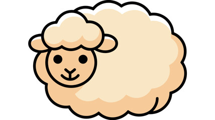 Cartoon Sheep Character in Simple Flat Design with Soft Beige Colors on White Background for Childrens Illustration