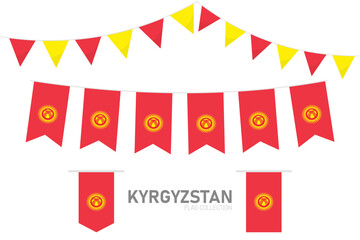Kyrgyzstan national flag collection, Flag garlands festive bunting triangle banners and hanging flag