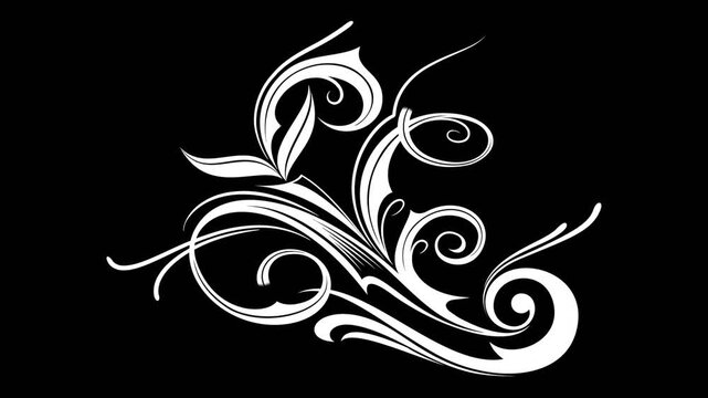 vector illustration of filigree floral design element on alpha background