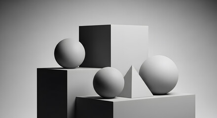 Classic geometric forms light study cube sphere pyramid still life