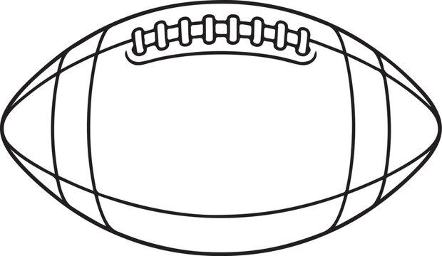 American Football Ball Black And White Technical Line Art Illustration