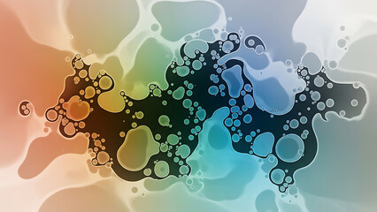 Abstract watercolor ink blots with organic fluid shapes in earth tones