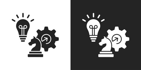 Strategic Icon In Black And White Glyph Style